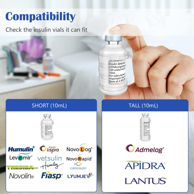 [Australia] - MEDMAX Insulin Via Bottle Protector Case for Diabetic, Insulin Vial Holder Silicone Protective Sleeve to Protect Your Insulin Vial from Breaking, for Most 10ML Insulin Vials, 2-Pack (Short-Clear) Short-Clear 
