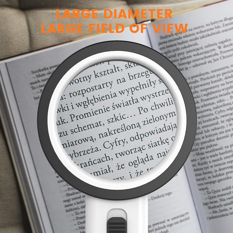 [Australia] - AIXPI Magnifying Glass with Light, 30X Handheld Large Magnifying Glass 12 LED Illuminated Lighted Magnifier for Macular Degeneration Seniors Reading Inspection Coins Jewelry 
