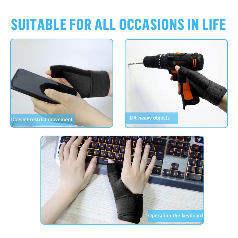 [Australia] - Thumb Splint, Shellvcase Reversible Thumb Brace Fits Right Left Hand Women and Men, Thumb Spica Splint for Pain Relief, Arthritis, Tendonitis, Sprained and Carpal Tunnel Supporting (Black) Black 