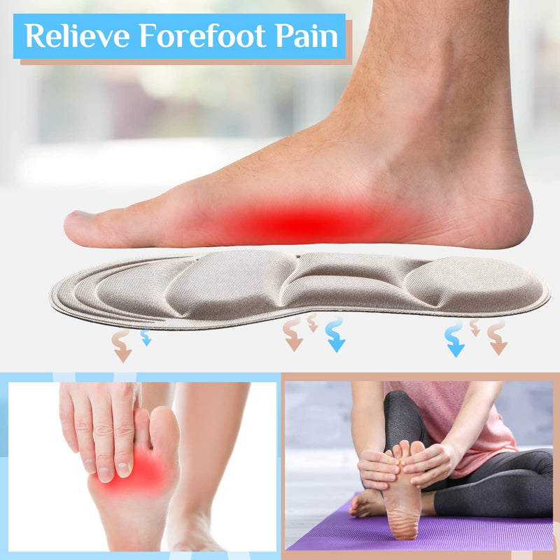 [Australia] - Shoe Insoles Women 4 Pairs Arch Support Insoles Breathable High Heel Inserts Cushion Inserts Shoes Pads Insole 5D Sponge Barefoot Comfort Insoles for Massaging Arch Pain Feet Sore Relief 