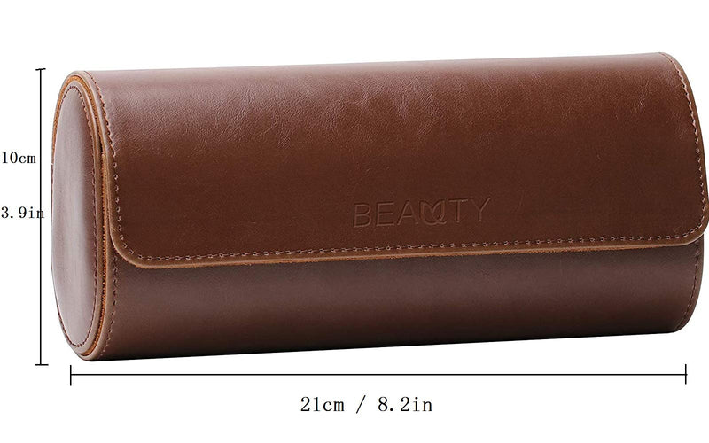 [Australia] - beautgreen Watch Roll Travel Case - Handmade Leather Watch Rolls Box for Man - Travel Watch Roll with Velvet to Protection - Watch Roll Organizer to Home Secure Storage 