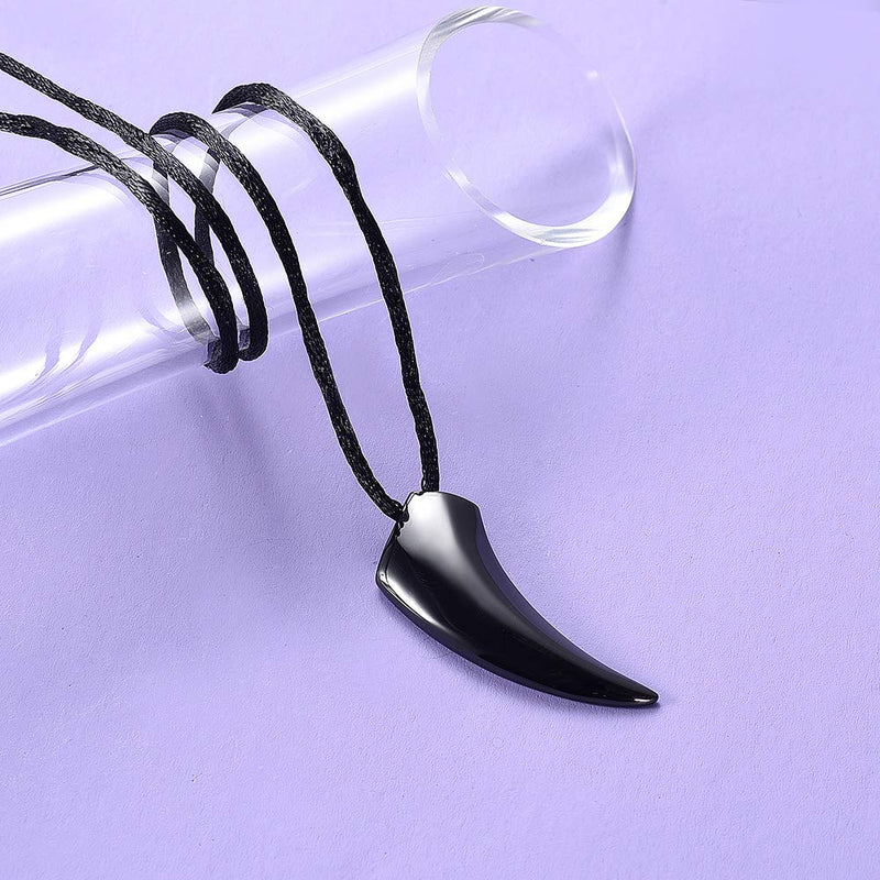 [Australia] - Yinplsmemory Cremation Jewelry Wolf Tooth Cremation Urn Necklace for Ashes for Men Stainless Steel Ashes Keepsake Memorial Urn Jewelry Black 