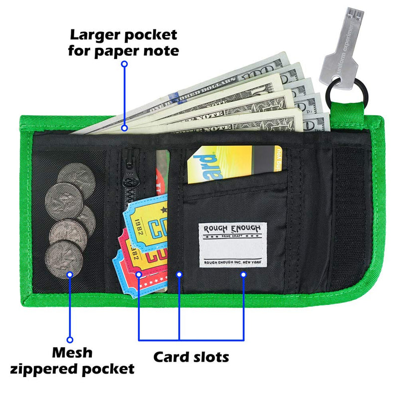 [Australia] - Rough Enough Slim Small Kids Wallet for Boys Girls Teen Keychain Bifold Credit Card Holder Front Pocket Change Coin Purse Organizer for Men Teen with Zipper Pocket Christmas Birthday Unique Gifts Black 