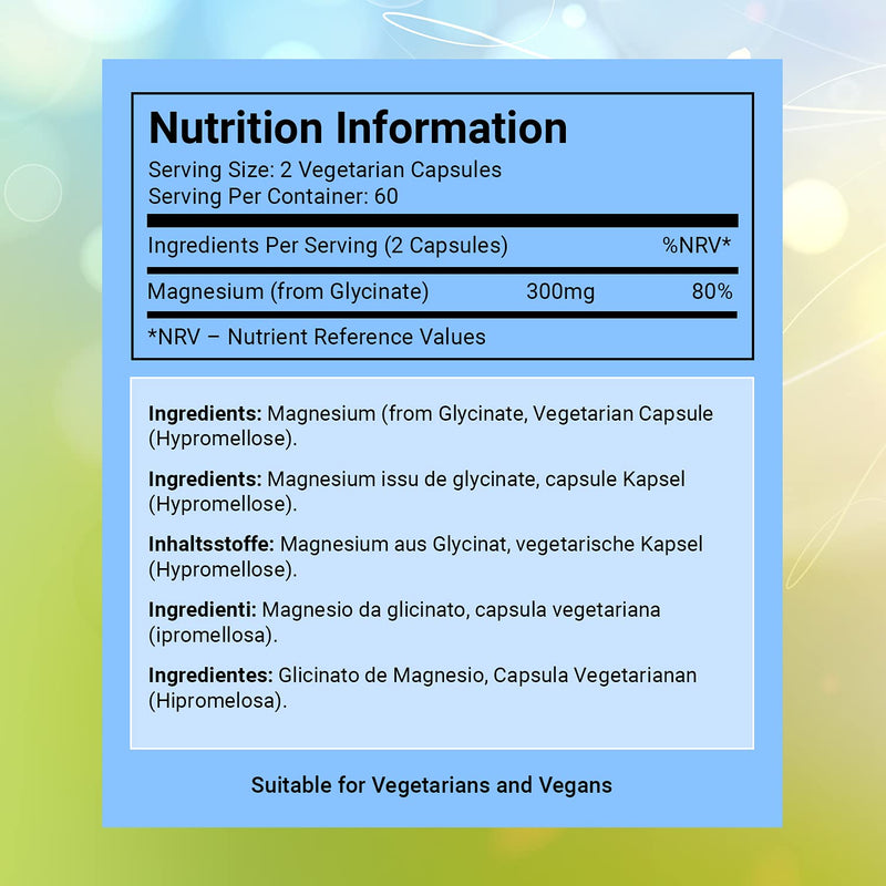 [Australia] - Magnesium Glycinate Capsules Provide 300 mg of Pure Elemental Magnesium Per Serving 120 Vegan Caps | Magnesium Supplement Non GMO, Dairy & Gluten Free 120 Count (Pack of 1) 