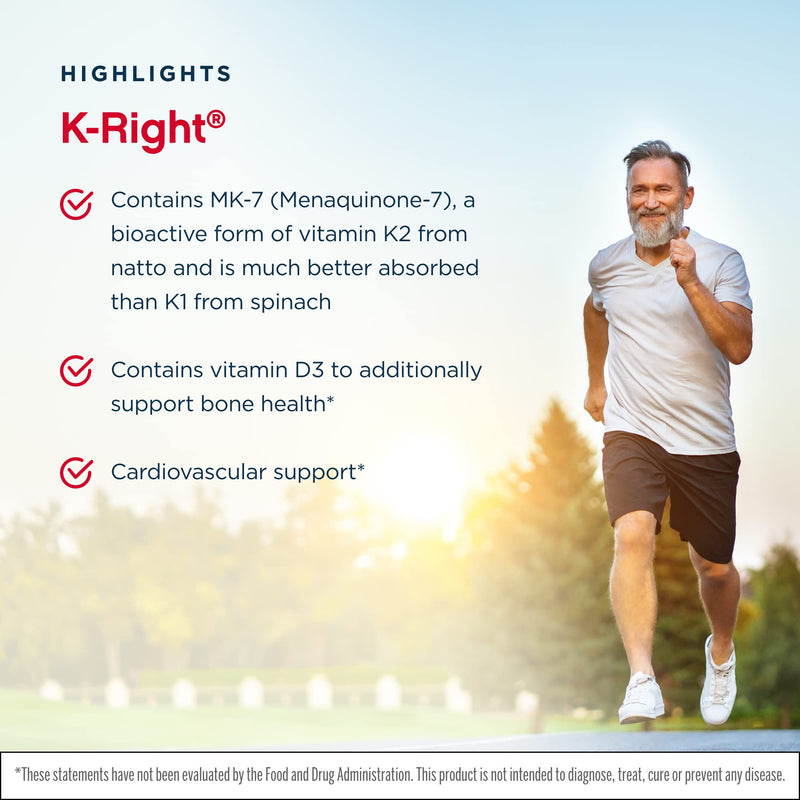 [Australia] - Jarrow Formulas K-Right - 60 Softgels - Bone & Cardiovascular Health Support - Contains Vitamin D3 & Three Forms of Vitamin K Including MK-7 - 60 Servings 