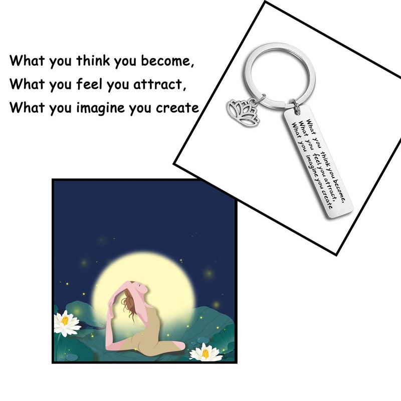 [Australia] - WUSUANED Buddhist Inspirational Quote Keychain What You Think You Become Buddha Jewelry Inspirational Gift 