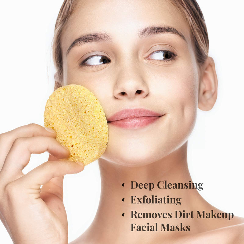 [Australia] - GAINWELL 50-Piece Compressed Natural Facial Sponges with Storage Container 