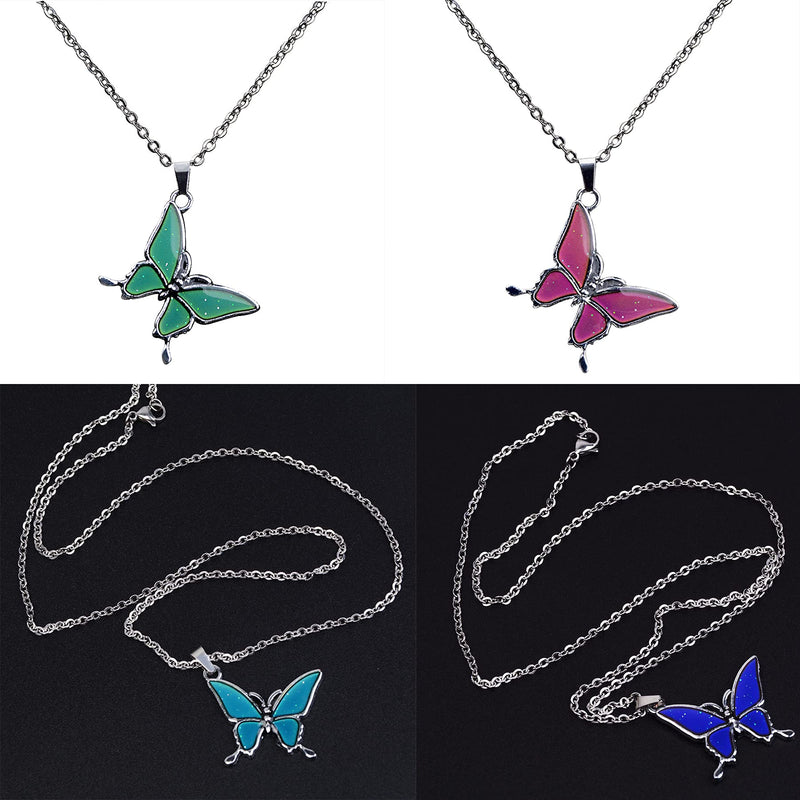 [Australia] - Temperature Sensing Color Changing Pendant Necklace Love Heart Butterfly Turtle Dolphin Moon Star Mood Necklace for Girls Women Kids Gift 