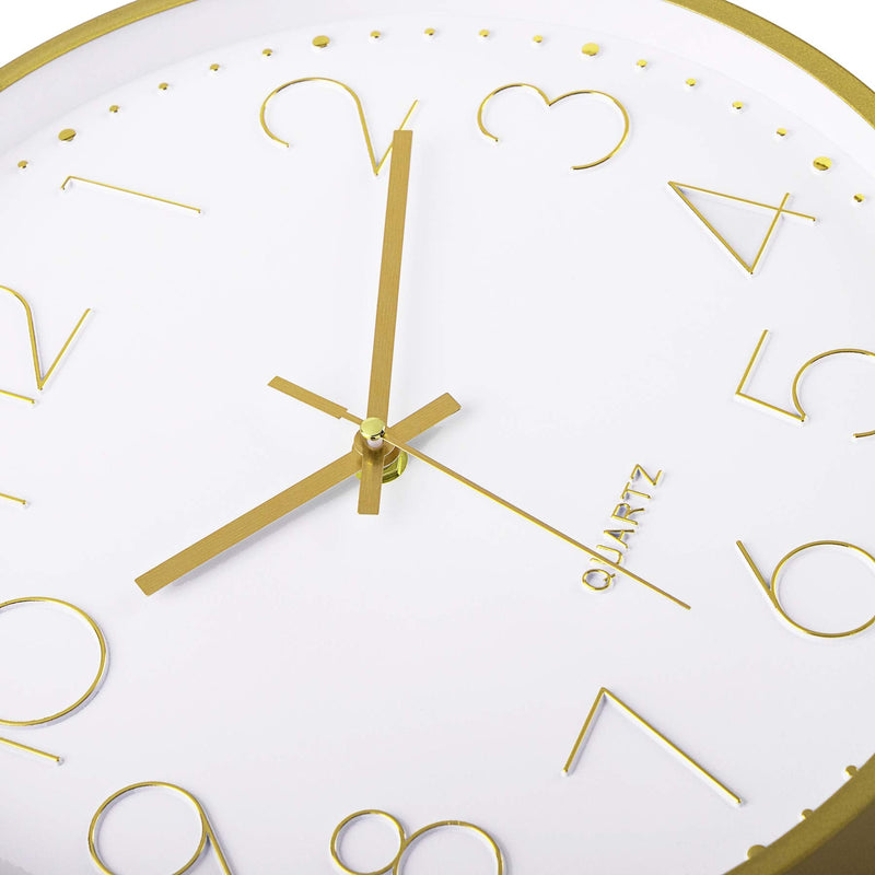 [Australia] - Foxtop Gold Wall Clock Modern 12 Inch Silent Non-Ticking Battery Operated Round Quartz Clock for Living Room Kitchen Bedroom Home Office Decor 