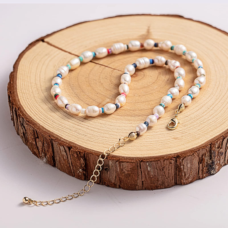 [Australia] - huiphong Smiley Face Necklace Irregular Pearls Smiley Colorful Beaded Cute Y2k Necklace for Women Girls… colorful bohemia 