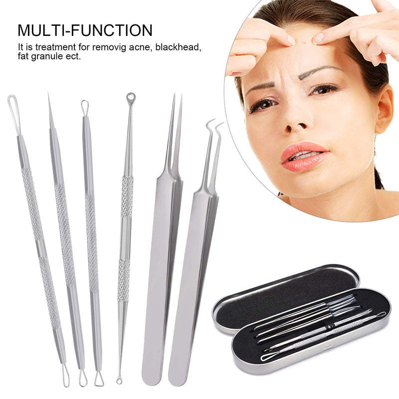 [Australia] - SKINOSM Blackhead Remover Kit 6-in-1 Pimple Popper Tool Kit, Curved Blackhead Tweezers, Professional Stainless Pimple Comedone Acne Blemish Extractor Removal Tools Set 