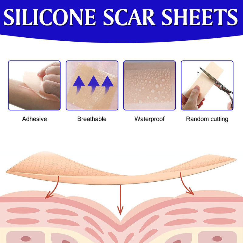 [Australia] - Silicone Scar Sheets, Professional for Scars Caused by C-Section, Surgery, Burn, Keloid, Acne, and More(7.6CMX4CM, 20PCS) 7.6CMX4CM, 20PCS 