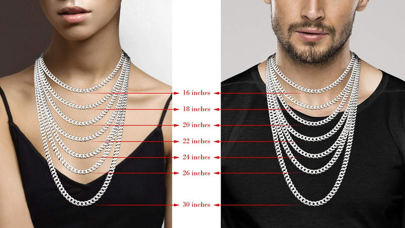 [Australia] - Miabella Solid 925 Sterling Silver Italian 7mm Diamond Cut Cuban Link Curb Chain Necklace for Men Women, 16, 18, 20, 22, 24, 26, 30 Inch Length 16 Inch (choker length) 