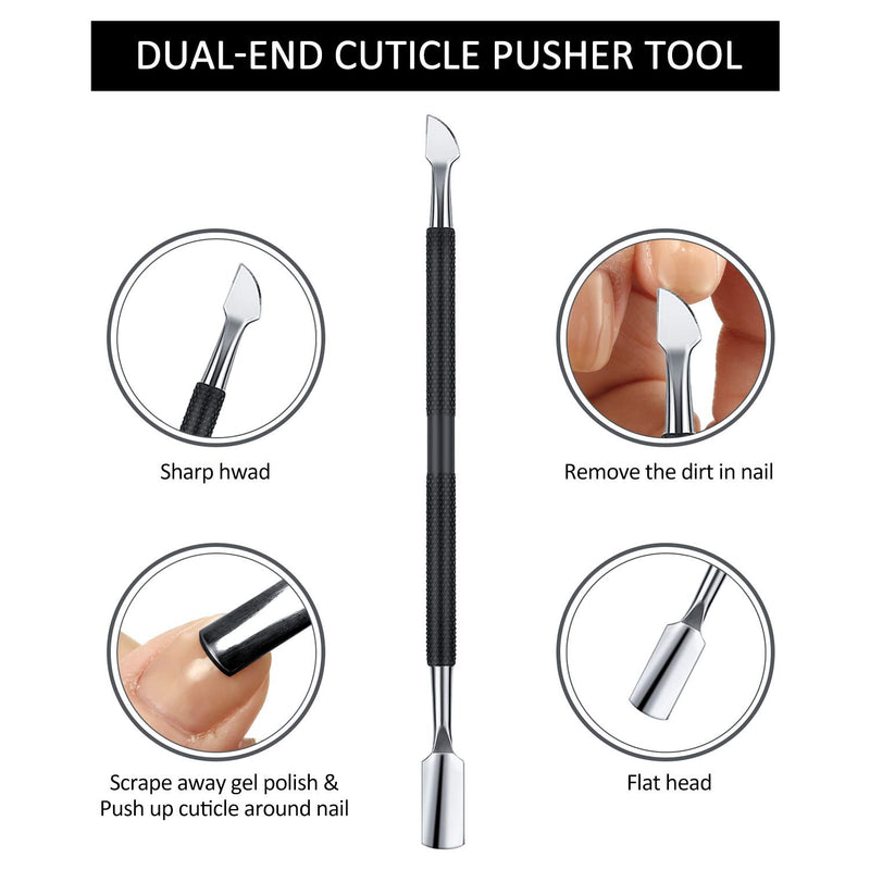 [Australia] - Acrylic Nail Clipper Nail Tip Trimmer with Cuticle Pusher Spoon Nail Cleaner and 2 Pieces Nail Files Manicure Tools for Artificial Nail (Black) Black 