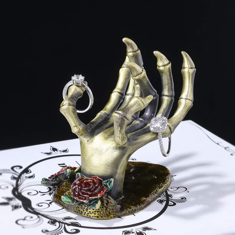 [Australia] - Gothic Valentine Rose Skeleton Hand Jewelry Holder Rings Necklaces and Jewellery Accessories Hand Form Display Holders 