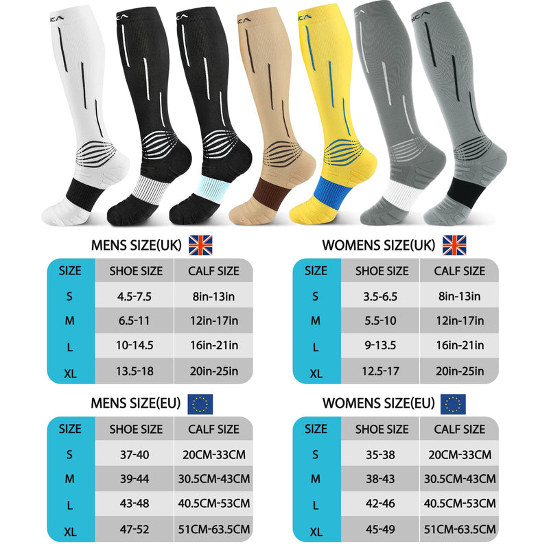 [Australia] - NEENCA Compression Socks, Medical Athletic Calf Socks for Injury Recovery & Pain Relief, Sports Protection—1 Pair (20-30 mmhg) L White 