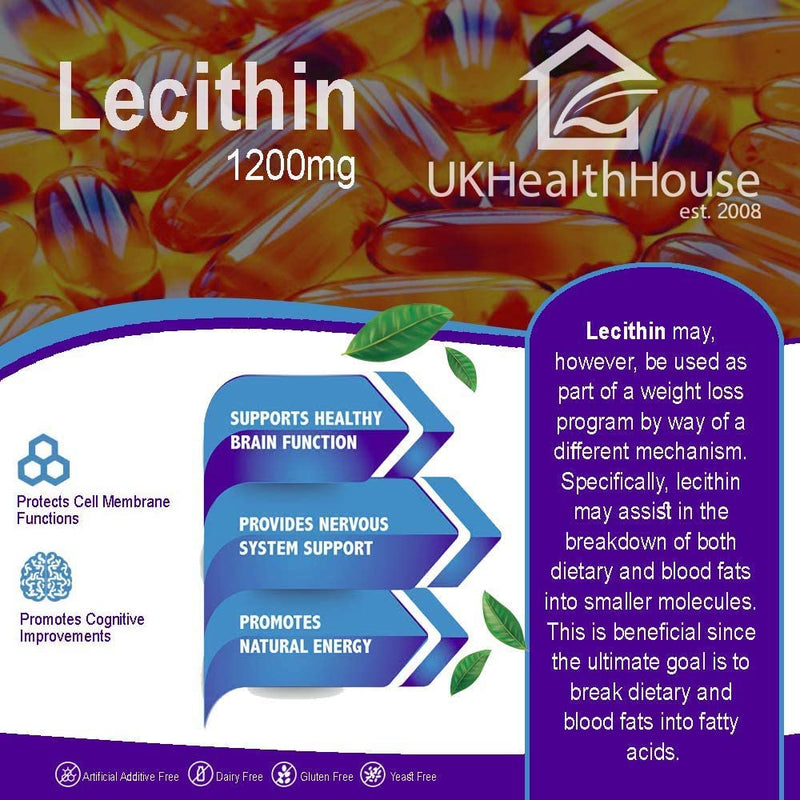 [Australia] - Lecithin 1200mg softgel x 120 Capsules Reduces Fat - Brain Food - GMO Free - Diet 