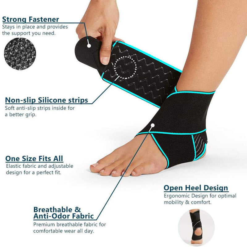 [Australia] - BESKEY Ankle Support Brace Adjustable Breathable Elastic Nylon Material Fit for Most Size Use for Sports Blue 