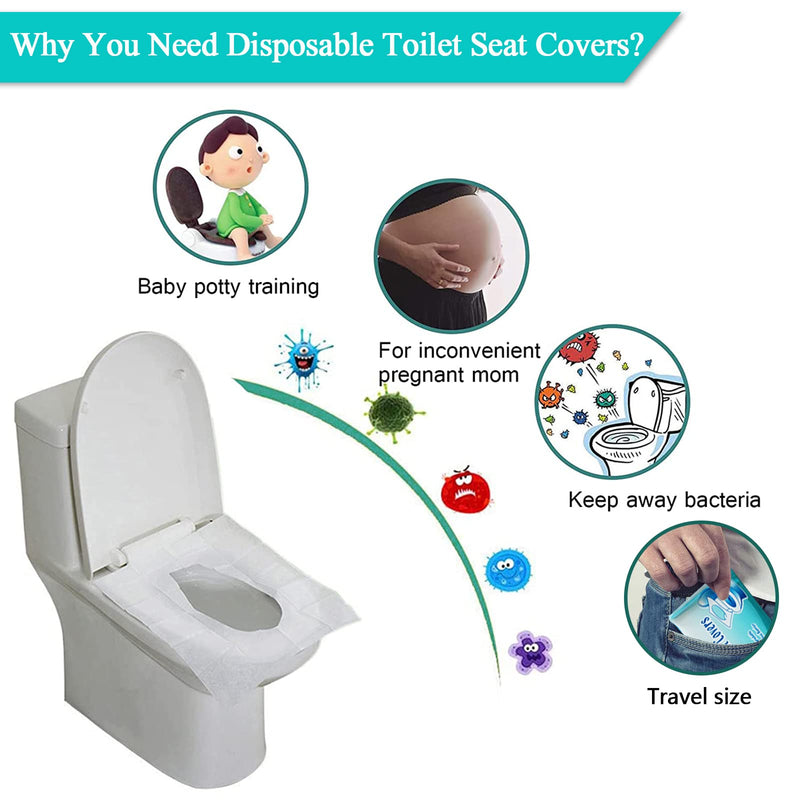 [Australia] - 60PCS Disposable Toilet Seat Covers, Flushable Toilet Seat Covers for Kids Adults Pregnant Women, Disposable Toilet Seat Cover for Travel, Use in Public Toilets 