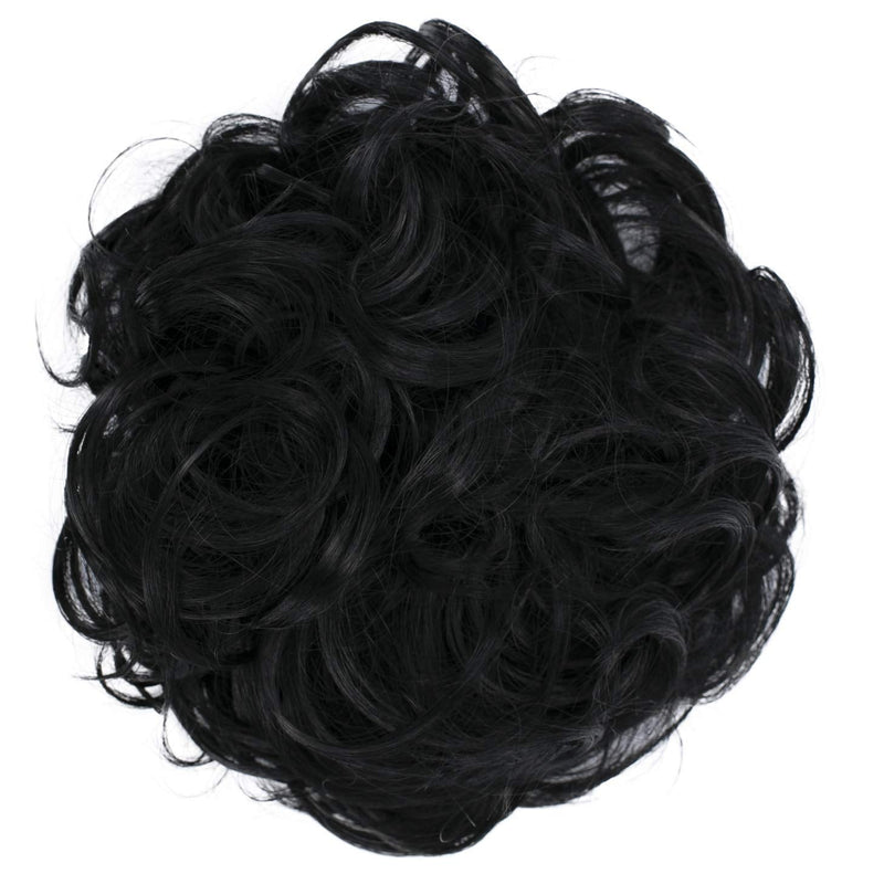 [Australia] - PRETTYSHOP Messy Scrunchie Bun Voluminous Wavy Hairpiece Heat-resistant Synthetic Fibres Black G1A black #1B G1A 