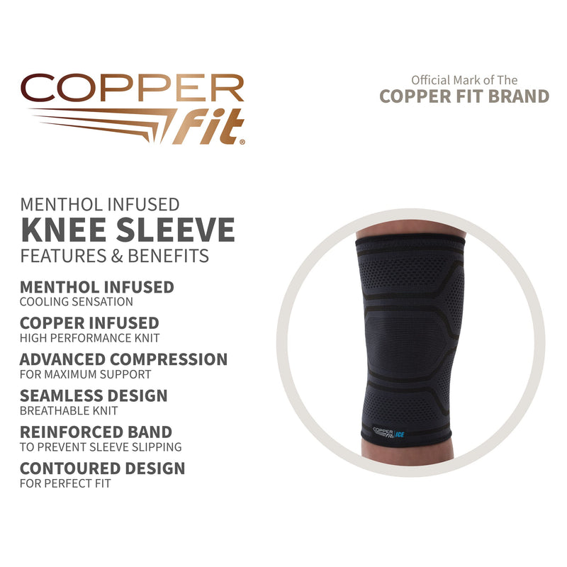 [Australia] - Copper Fit ICE Knee Compression Sleeve Infused with Menthol and CoQ10 2XL 