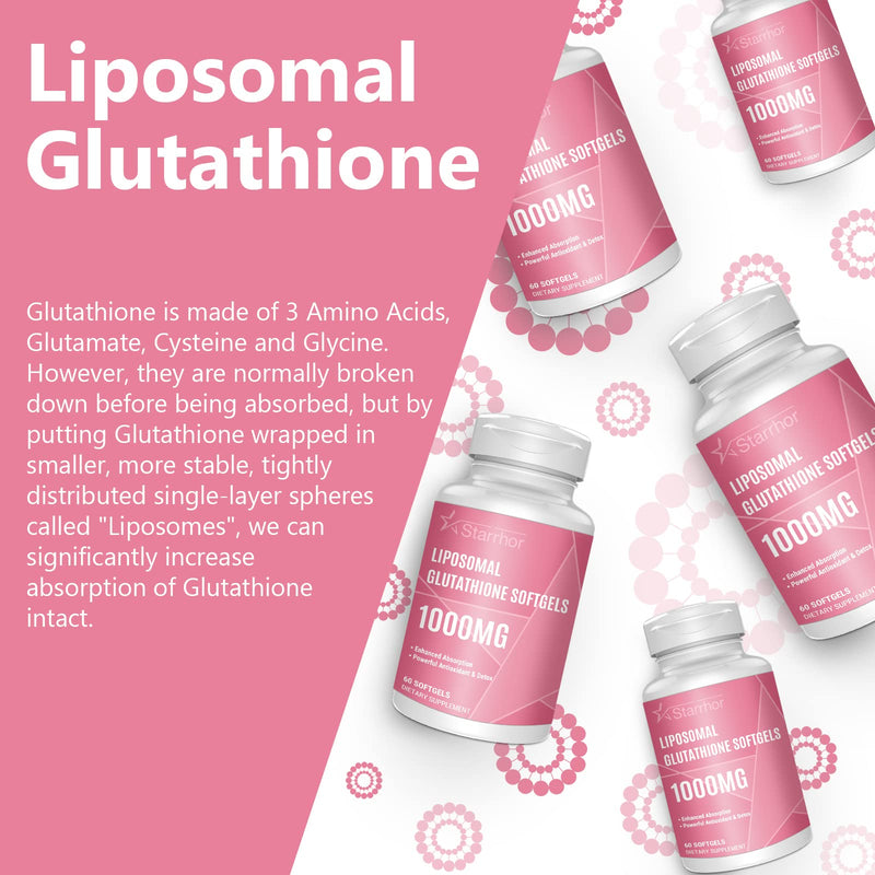 [Australia] - Liposomal Glutathione Softgels 2 Pack, Glutathione Supplement 1000mg per Serving, Antioxidant Support and Liver Detox, 120 Capsules 60 Count (Pack of 2) 