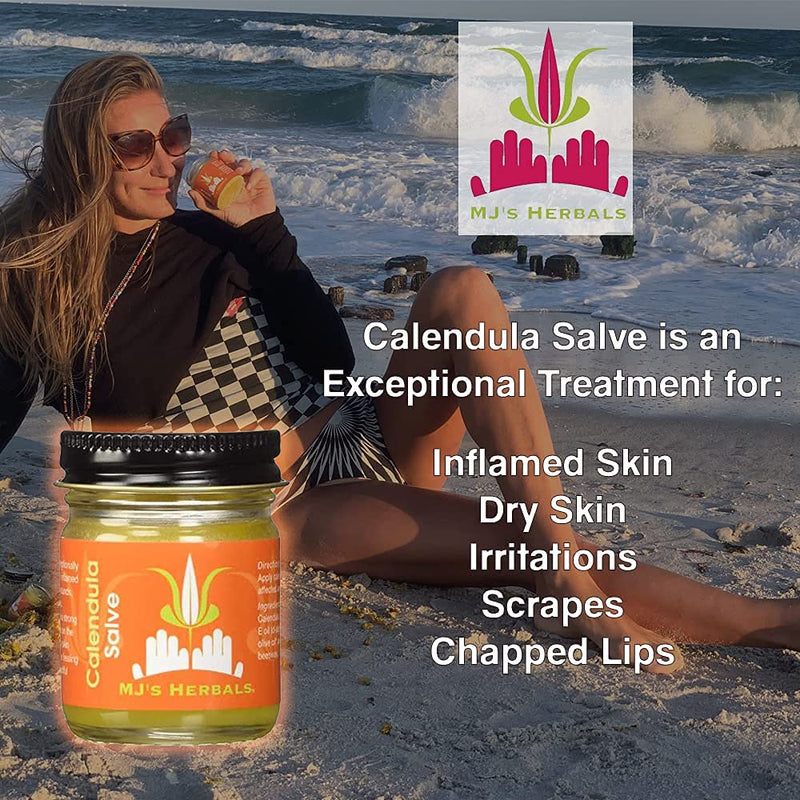 [Australia] - MJ’s Herbals Calendula Salve | Skin Soothing Balm, Eczema Cream, Diaper Rash, Scar Treatment, Bug Bite Itch Relief | Organic Calendula, Propolis Beeswax (1 oz) 1 Ounce 