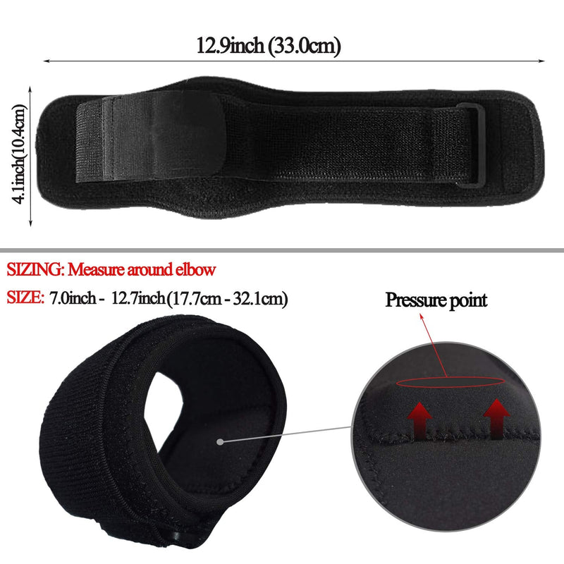 [Australia] - Tennis Elbow Brace Tendonitis Treatment, Adjustable Elbow Strap Support Brace - Acupressure Elbow Brace, Provides Comfortable Compression for Elbow Pain Relief （Black, S-M) Black Small/Medium (Pack of 1) 