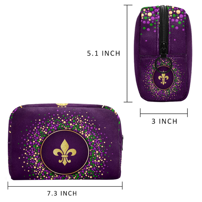 [Australia] - LEVEIS Mardi Gras Golden Glitter Fleur De Lis Small Makeup Bag Pouch for Purse Travel Cosmetic Bag Portable Toiletry Bag for Women Girls Gifts Pattern 6 