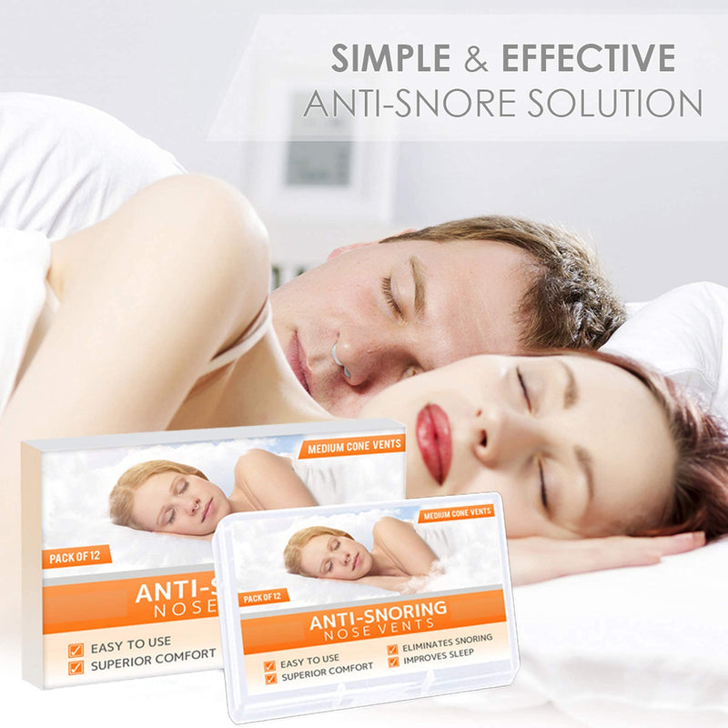 [Australia] - Nose Vent Sinus Relief Dilator (Pack of 12 Medium Size) Hard Silicone Vents - A Simple Solution for Nasal Snorers - Reusable Snoring Device to Enjoy a Peaceful Night's Sleep by Mobi Lock 12 Count (Pack of 1) 