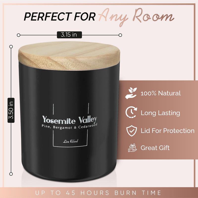 [Australia] - Relaxd Premium Pine, Bergamot & Cedarwood Scented Natural Soy Wax Candle (Yosemite Valley), Large, Long Lasting Aromatherapy Candles 