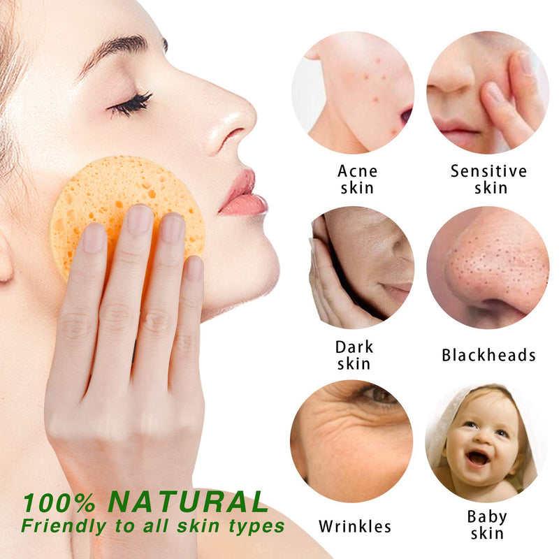 [Australia] - 50-Count Compressed Facial Sponges, GAINWELL Cellulose Facial Sponges, 100% Natural Cosmetic Spa Sponges for Facial Cleansing, Exfoliating Mask, Makeup Removal 