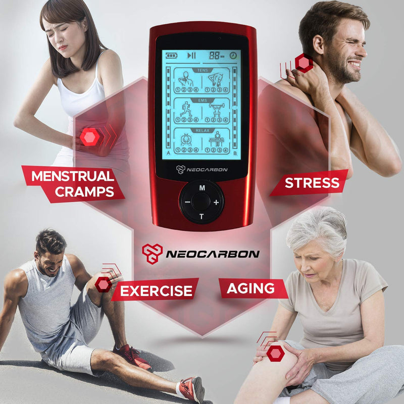 [Australia] - Dual Channel TENS EMS and Relax Muscle Stimulator, Electronic Pulse Massager Unit, 16 Electrode Pads, Travel Case 