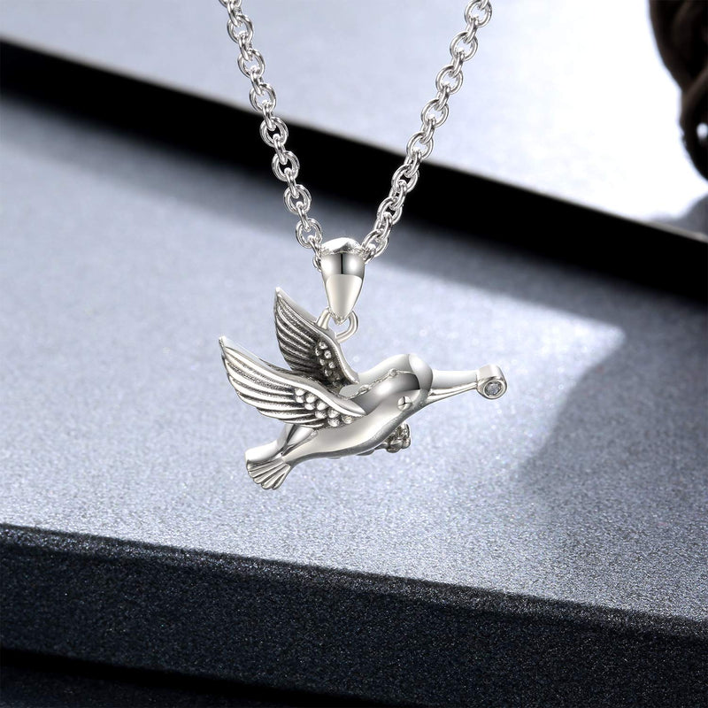 [Australia] - Cremation Grandmum Jewelry for Ashes Memorial Urn Necklace Sterling Silver Hummingbird Pendant Keepsake as a Memorial Always in My Heart Memory Necklace Gift 