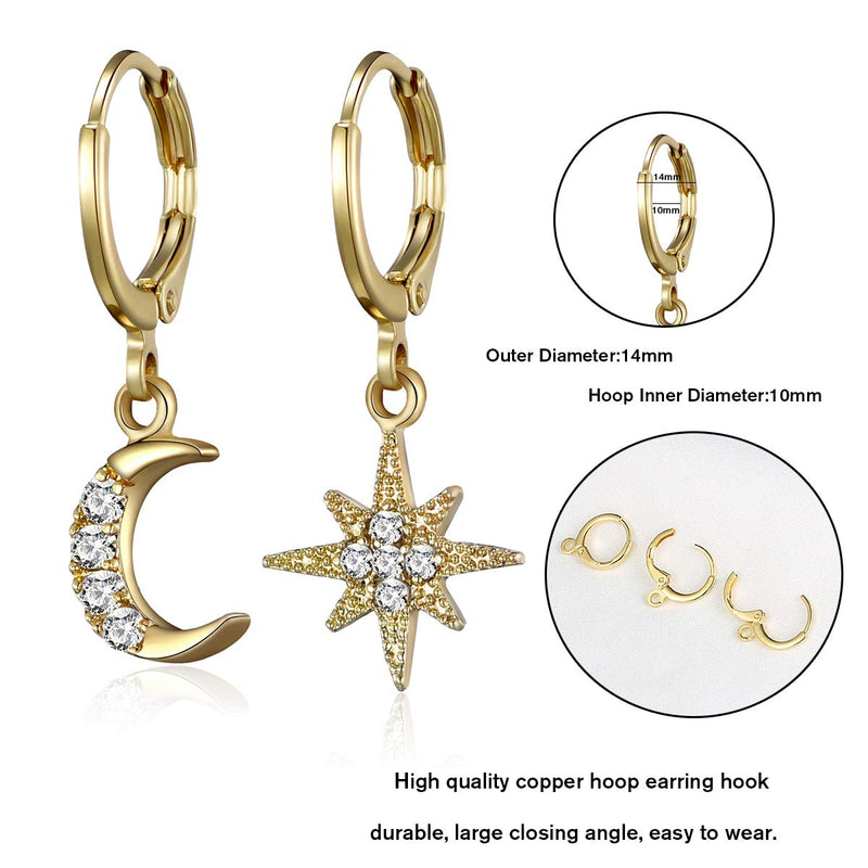 [Australia] - AIDSOTOU Small Butterfly Star Hoop Earrings Set for Women Girls Mini Huggie Hoop Earrings with Dangle Charms 8 Pairs Gold Silver 