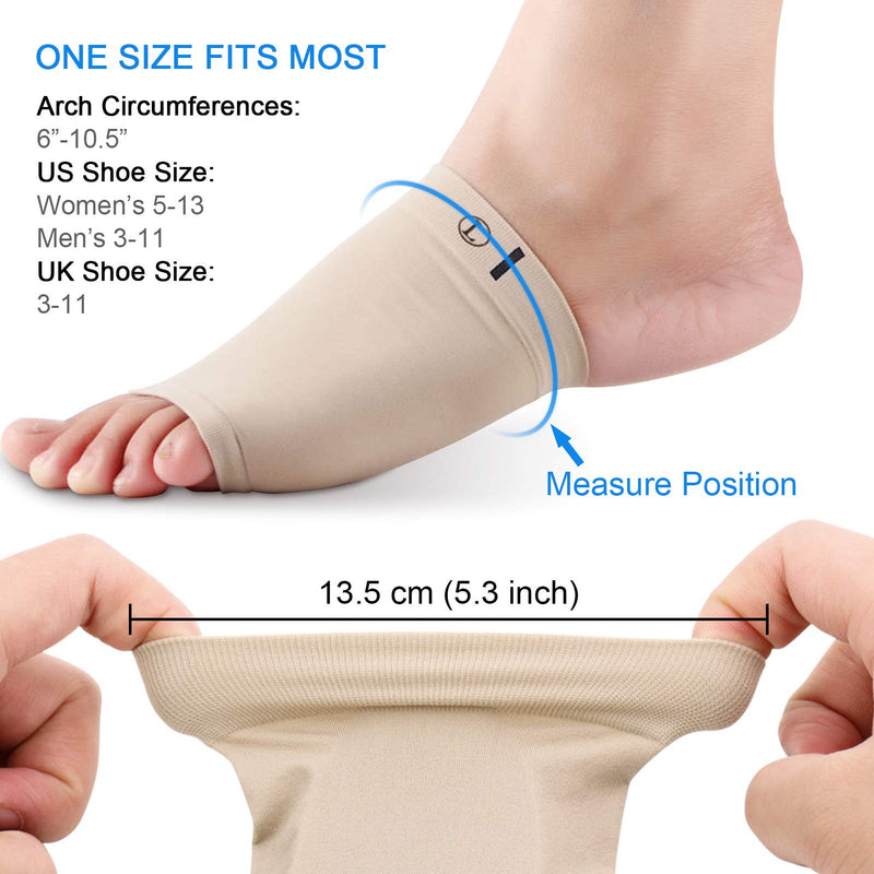 [Australia] - Ailaka 2 Pairs Compression Arch Support Sleeves, Cushioned Foot Braces Arch Pads for Flat Foot Pain Relief Plantar Fasciitis Heel Spurs Khaki 2 Pair (Pack of 1) 