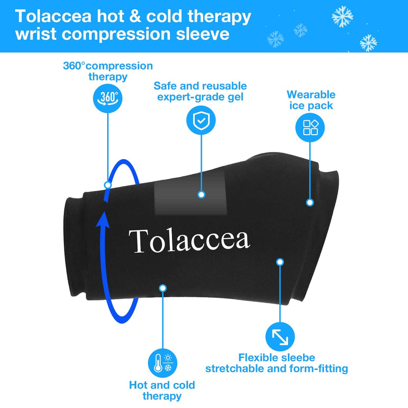 [Australia] - Tolaccea Wrist Ice Pack Wrap & Heating Pad Microwavable Hot & Cold Therapy Wrist Brace for Pain Relief of Carpal Tunnel, Rheumatoid Arthritis, Tendonitis, Sports Injuries, Swelling, Bruises & Sprains Black Medium(6.5''-8.5'') 