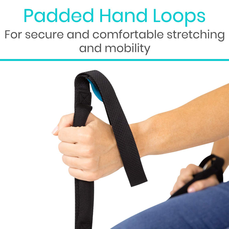 [Australia] - Vive Leg Lifter, Proflex Strap - Assist with Nylon Webbing for Recovery, Stretching - Feet Loop with Hand Grips - Lift and Stretch Foot, Calf - Rigid for Elderly, Handicapped, Injury, Car and Bed Black 