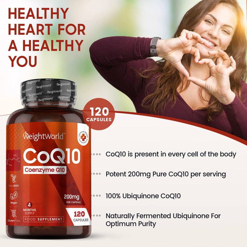 [Australia] - CoQ10 Supplement 200mg - CoEnzyme Q10 High Strength 120 Vegan Capsules (4 Months Supply) - Unfiltered & Fermented 100% Ubiquinone - CoQ10 High Absorption - Lactose & Allergen Free 