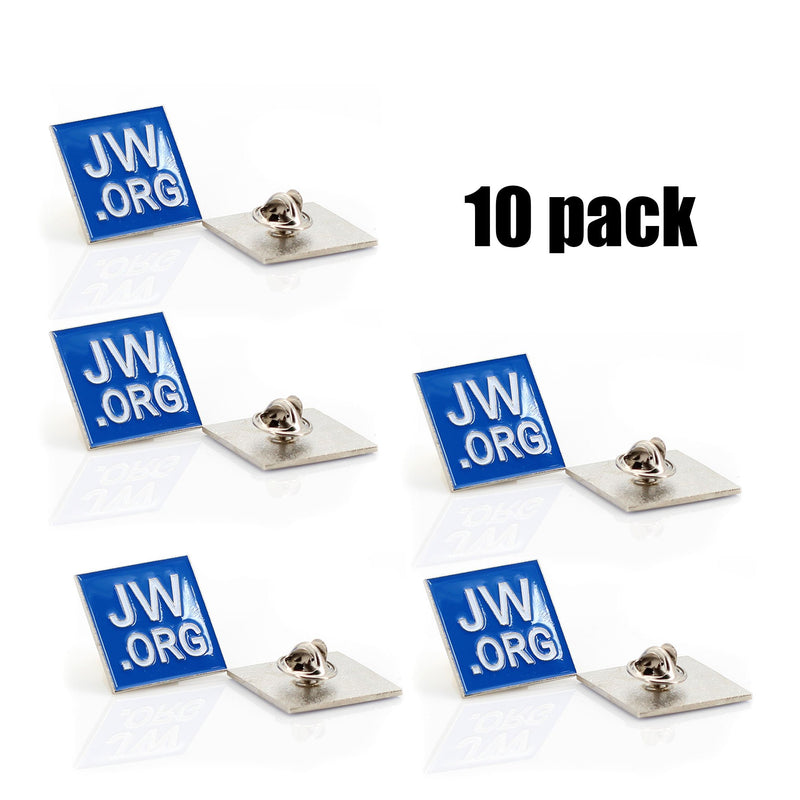 [Australia] - Jehovah Witness - Square Blue Lapel Pin - JW.org Neck Tie Hat Tack Clip Women or Men Suits-Silver Square-10 pcs 