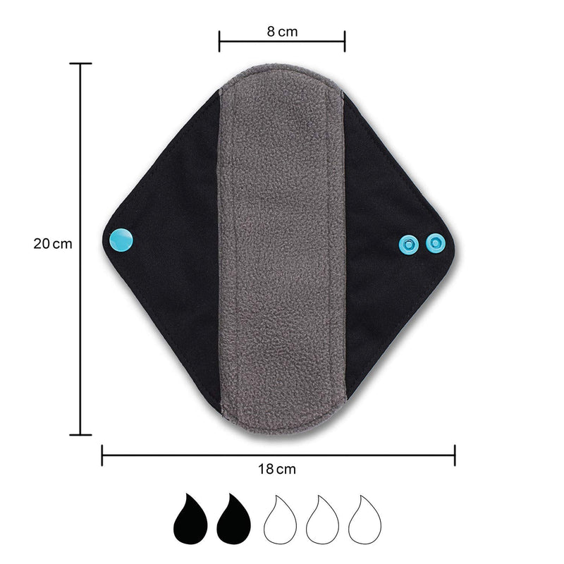 [Australia] - FLOATING LOTUS Reusable Sanitary Pads (5pk Small: Light to Medium Period Flow) Black Washable Bamboo Menstrual Towels Panty Liners inc Waterproof Bag 