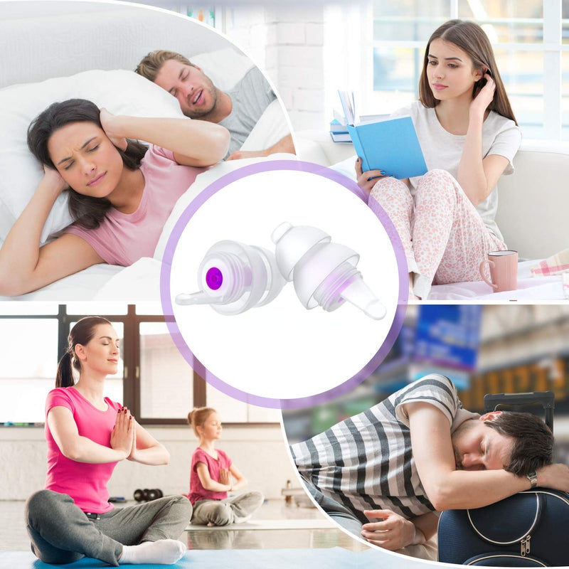 [Australia] - Sleeping Ear Plugs, 2 Pair Earplugs Sound Blocking Sleeping, Noise Reduction Reusable Soft Earbuds – Hearing Protection for Snoring Loud Noise Travel Studying Work–31dB Noise Cancelling Purple 