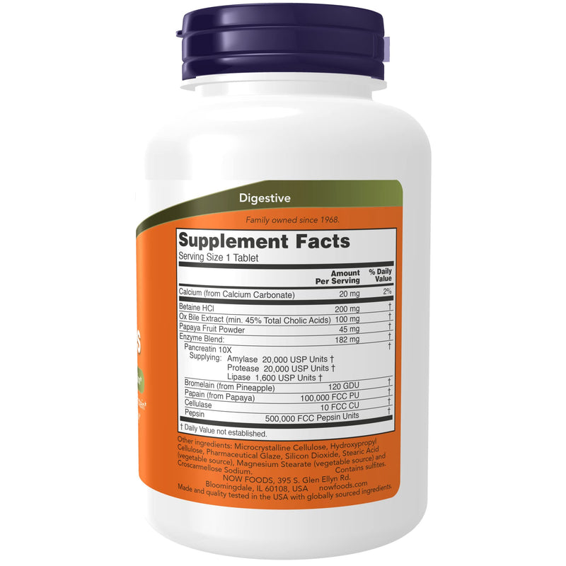 [Australia] - NOW Supplements, Super Enzymes, Formulated with Bromelain, Ox Bile, Pancreatin and Papain, Super Enzymes, 180 Tablets 180 Count (Pack of 1) 