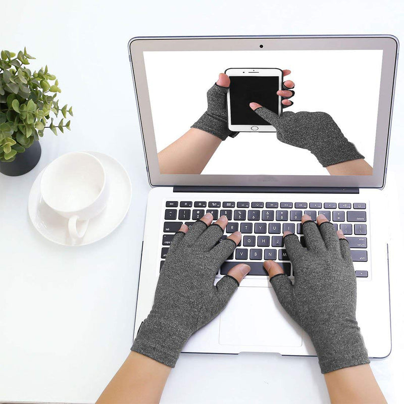 [Australia] - 2 Pairs Arthritis Gloves for Women & Men - Compression Gloves for Arthritis Pain Relief - Rheumatoid & Osteoarthritis, for Typing and Daily Work.(M) Grey M (4 Count) 2 