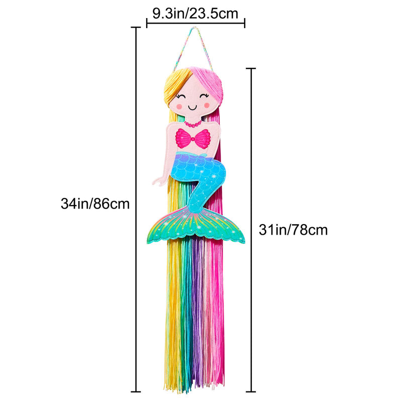 [Australia] - Beinou Hair Bow Holder Organizer for Girls Mermaid Headband Holder Colorful Yarn Tassels Hair Clip Organizer Storage Mermaid Party Decor Home Decor Rainbow 