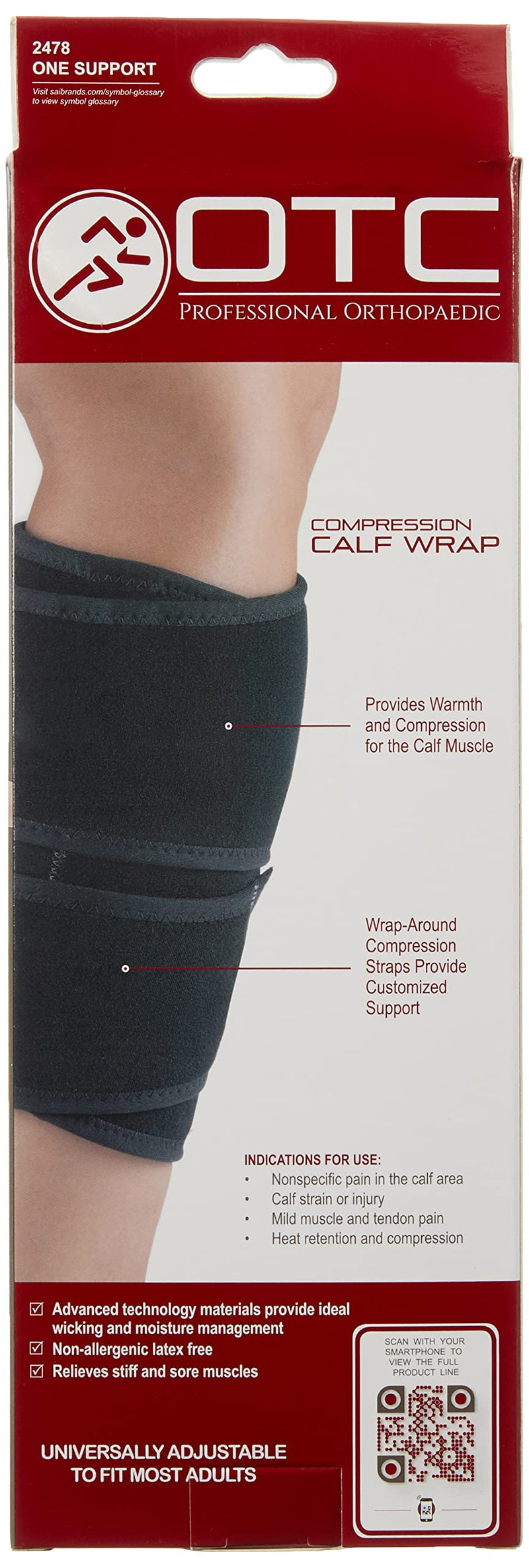 [Australia] - OTC Compression Calf Wrap, Adjustable Shin Splint with Wrap-Around Straps, Lower Leg Brace for Muscle Swelling, Circulation and Injury, Black, Universal 