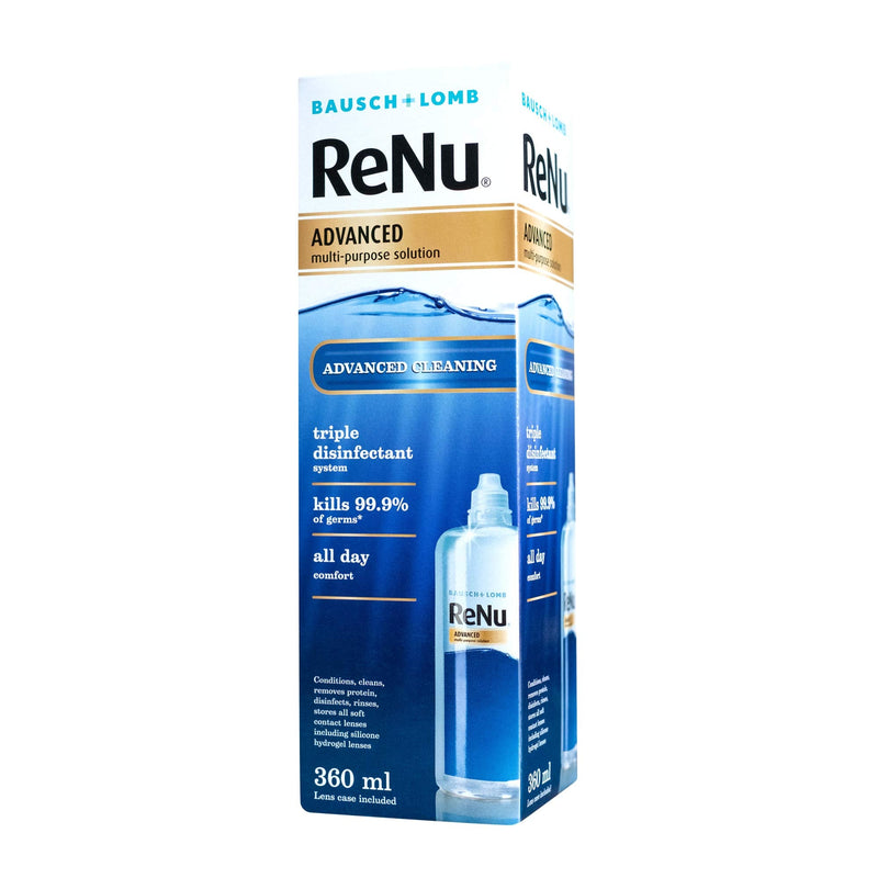 [Australia] - ReNu Advanced Multi-Purpose Contact Lens Solution 1 x 360ml – More Than Clean For Soft Contact Lenses – Condition, Clean, Remove Protein, Disinfect, Rinse and Store your Lenses – Lens Case Included 