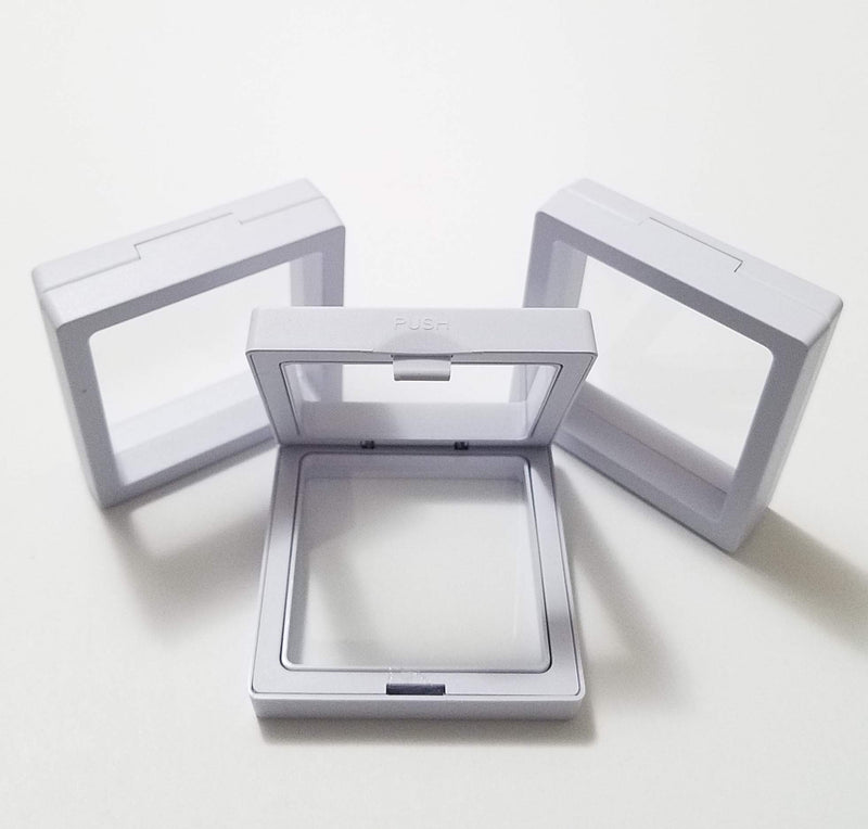 [Australia] - JM Set of 3 pcs Transparent 3D Floating Frame Display Holder/Box/Frames for Challenge Coins, AA Medallions, Antique, Jewelry,Gift, White, 2.75 x 2.75 x 0.75 Inches 