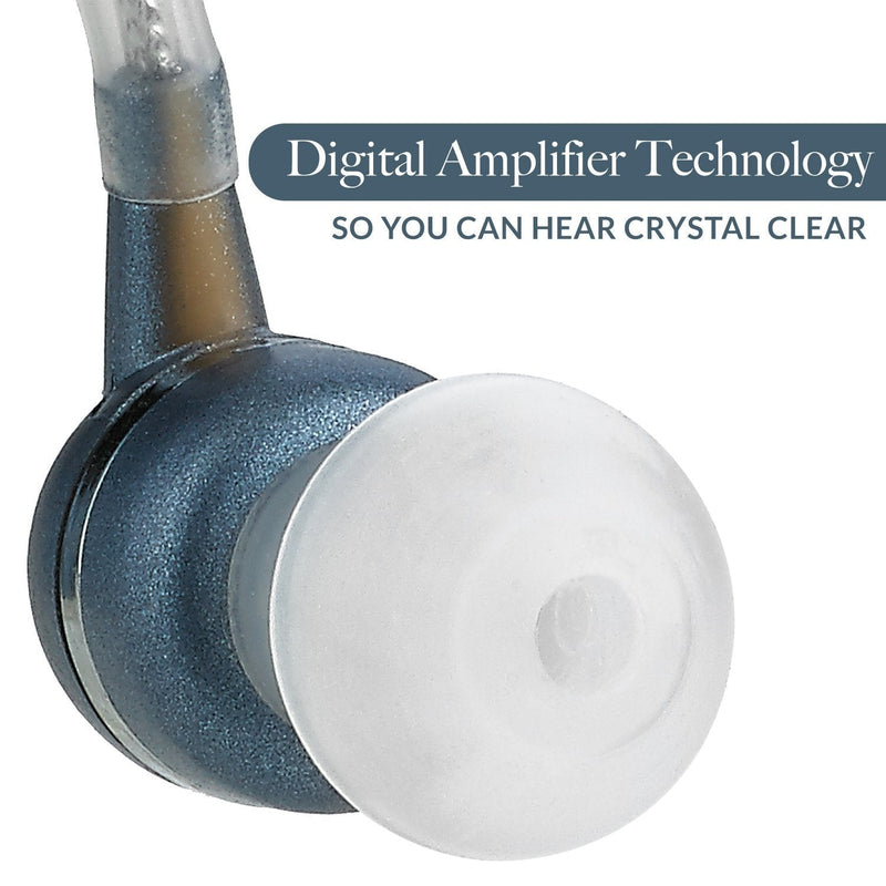 [Australia] - Digital Hearing Amplifier - (Pair of 2) Personal Hearing Enhancement Sound Amplifier, Rechargeable Digital Hearing Amplifier with All-Day Battery Life, Modern Blue 