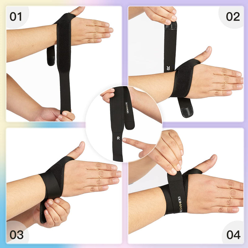 [Australia] - Domaste Ultra Thin Wrist Brace - Soft, Breathable and Skin Friendly Carpal Tunnel , Wrist Splint to Sprains, Tendinosis, Tenosynovitis (Left+Right, Black) Left+Right 